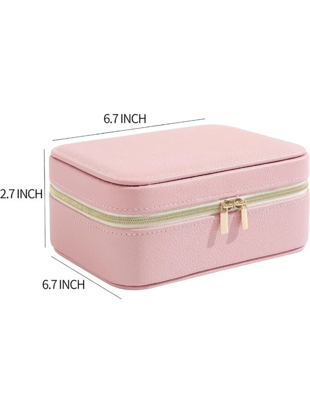 Stylish Genuine Leather Travel Jewelry Organizer Case with 6 Zipper Bags - Mini